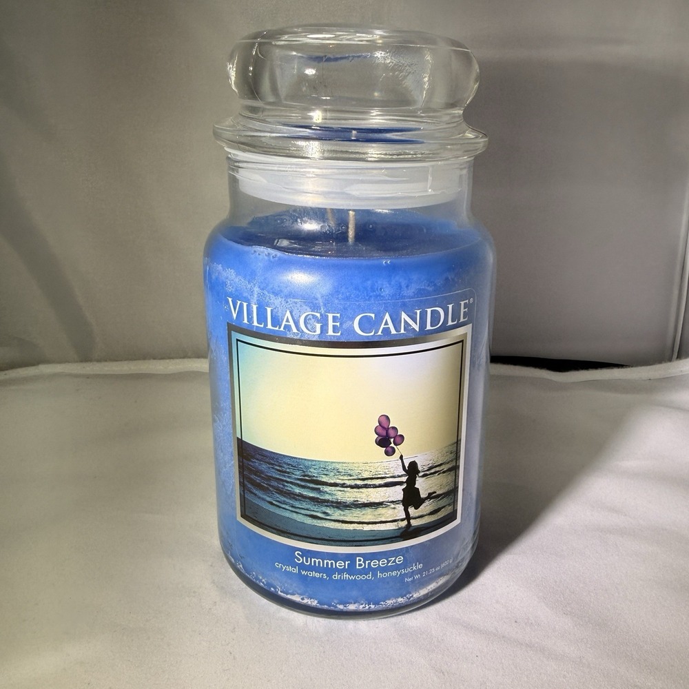 Summer Breeze Large Glass Apothecary Jar, Scented‎ Candle, 21.25 Oz, Blue